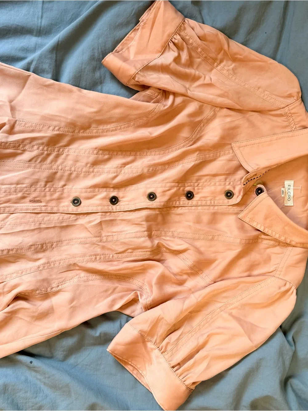 Anthropologie Blush Pink Button-Down Peplum Shirt - Picture 8 of 9